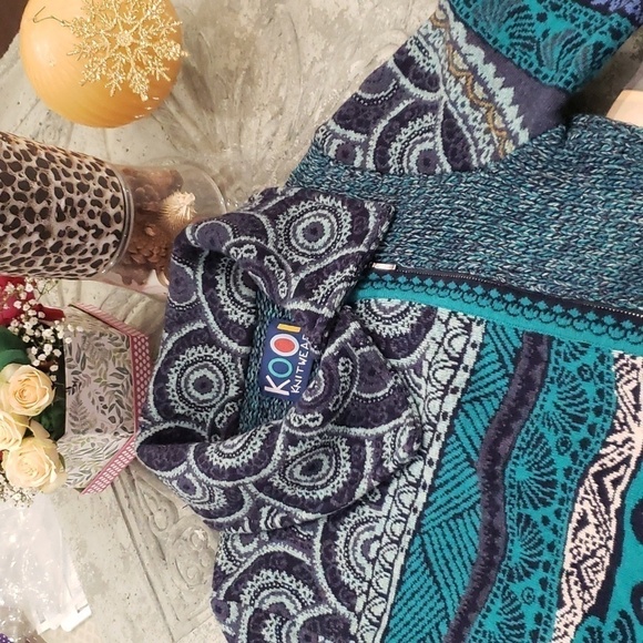 Kooi LAMBSWOOL CHUNKY ZIP UP MULTICOLOR SWEATER JACKET - Picture 2 of 15